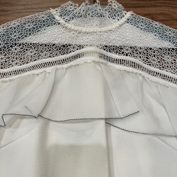 SELF PORTRAIT Military Cape Shoulder White Floral Lace Ruffle Dress Size 6 UK 10 - Picture 3 of 12